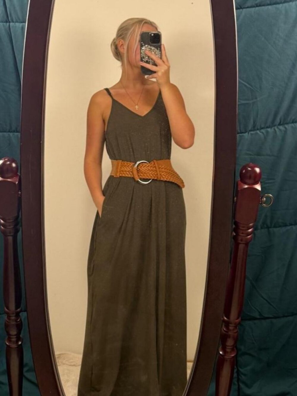 Zenana Women's Green and Grey Dress